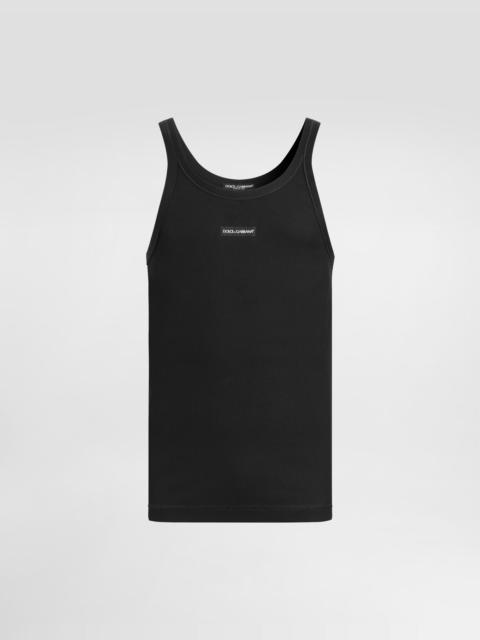 Cotton tank top with print