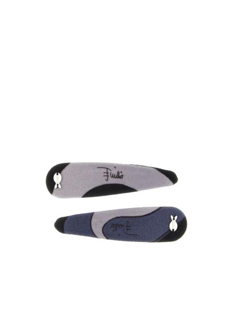 logo-print hair clips