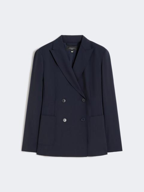 Double-breasted stretch wool blazer - NAVY