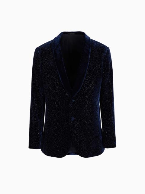 Giorgio’s velvet and crystals single-breasted tuxedo jacket