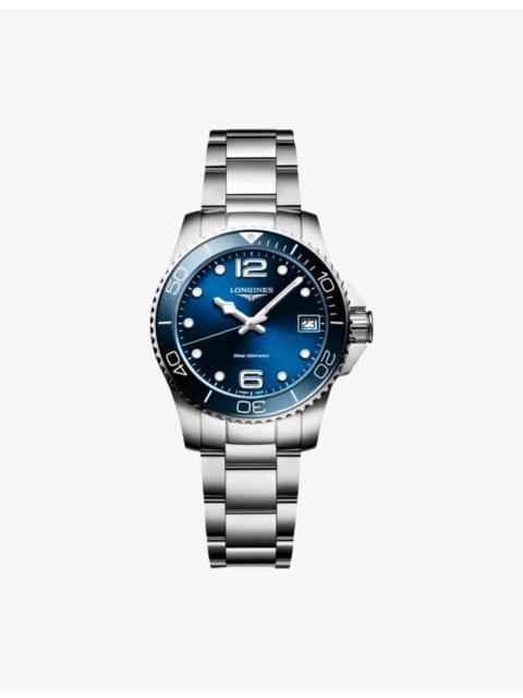 L3.370.4.96.6 HydroConquest GMT 32mm Ceramic Bezel Stainless-Steel Quartz Watch