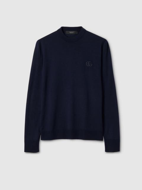 Knit wool sweater with embroidery