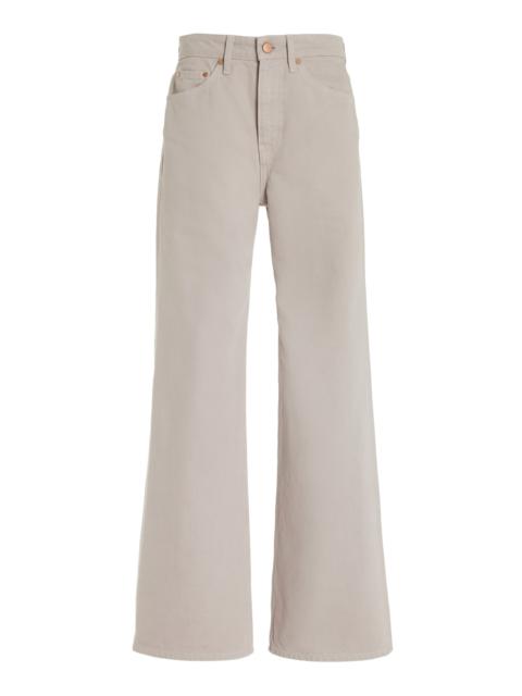 Willow Rigid Mid-Rise Straight-Leg Jeans light grey
