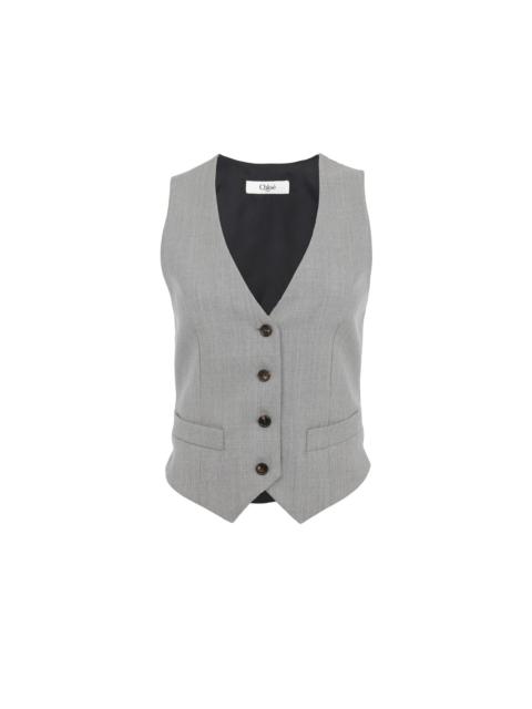 TAILORED WAISTCOAT IN WOOL GRAIN DE POUDRE