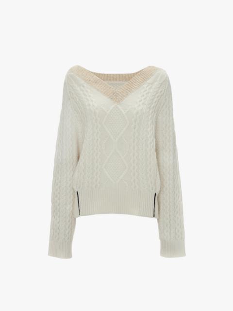 V-Neck Jumper In Natural