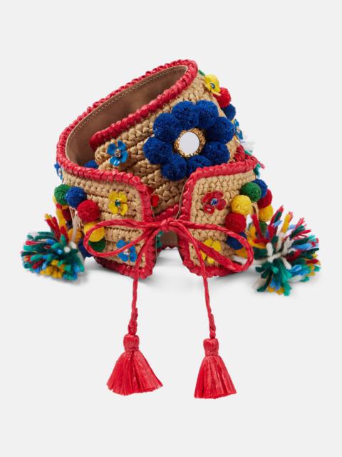 Embellished raffia belt