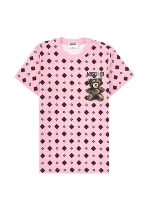 teddy-motif geometric T-shirt