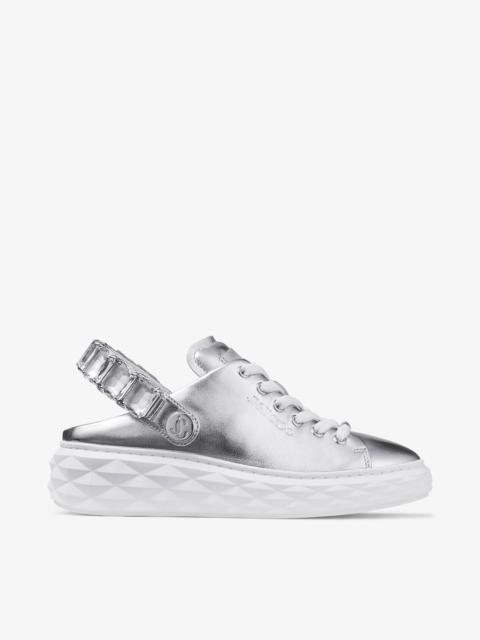 Diamond Sling
Silver Metallic Leather Slipper Trainers with Crystal Strap