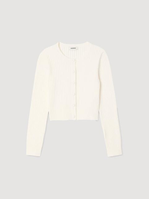 CROPPED RIB KNIT CARDIGAN