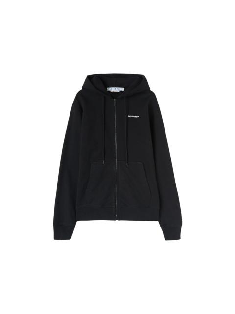 OFF-WHITE Wave Outl Diagonal Slim Zip Hoodie Black/White