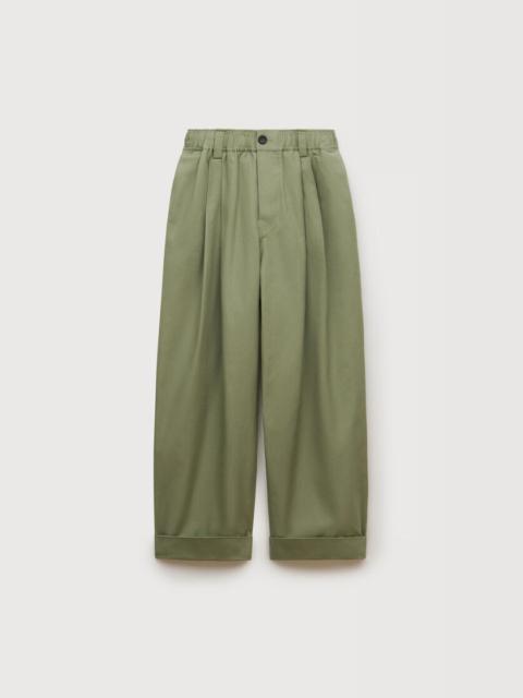 GREEN CANVAS PANTS WITH PLEATS