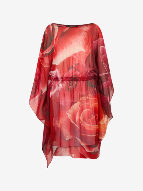 Silk Caftan With Garden Rose Print