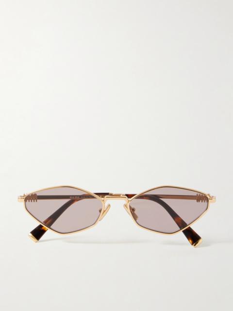 Oval-frame Gold-tone Sunglasses