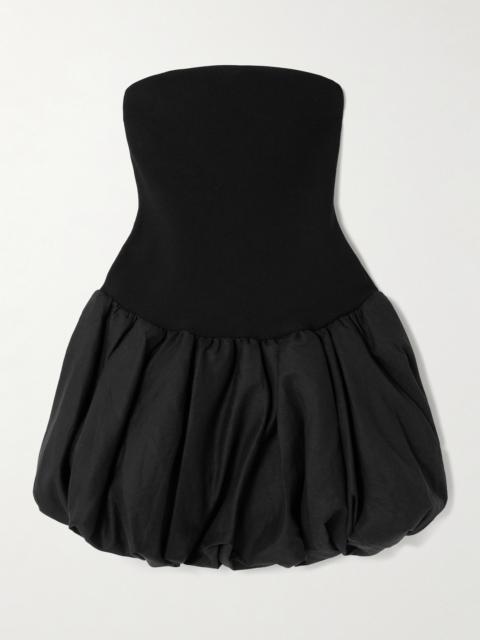 Pollie Strapless Stretch Recycled-knit And Linen-blend Mini Dress