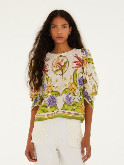 Sand Tropical Scarf Blouse