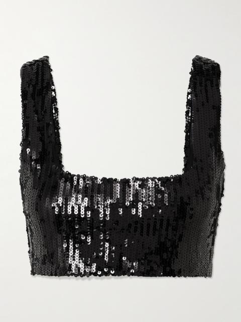Beating Heart Cropped Sequined Tulle Top