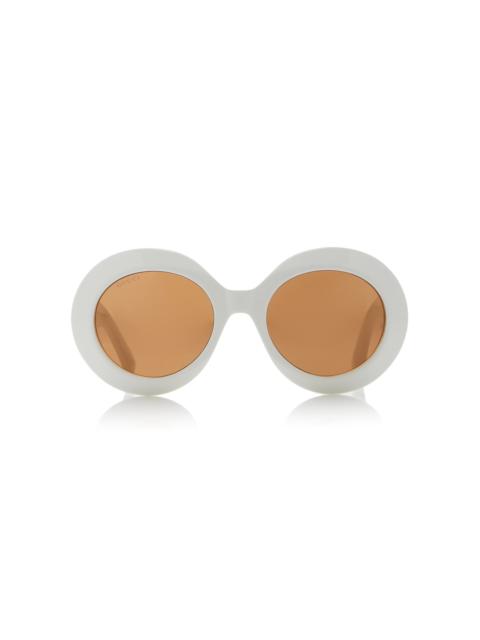 Oversized Round-Frame Acetate Sunglasses white