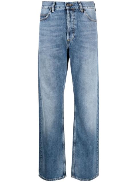 mid-rise straight-leg jeans