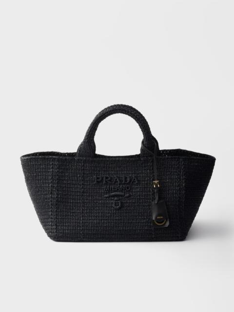 Large crochet tote bag with leather details