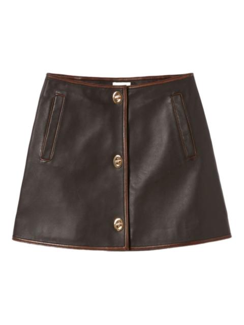 A-line leather mini skirt