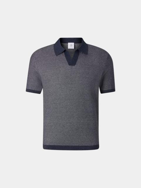 Lyon knitted polo shirt in Navy blue