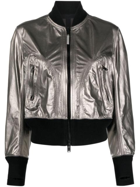 metallic leather bomber jaclet