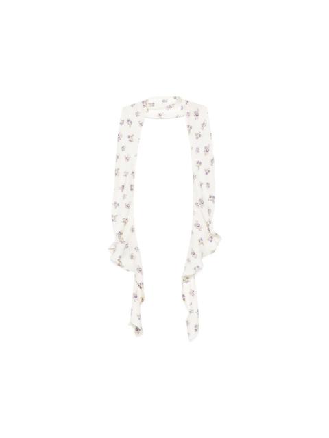 ruffled floral-print scarf