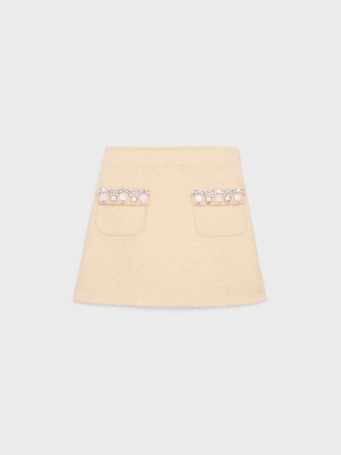 embroidered mini skirt in bouclette natté