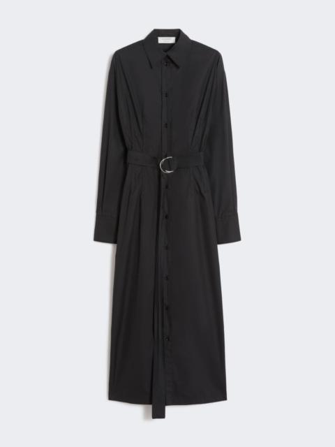 Cotton shirt dress with pleated insert - black