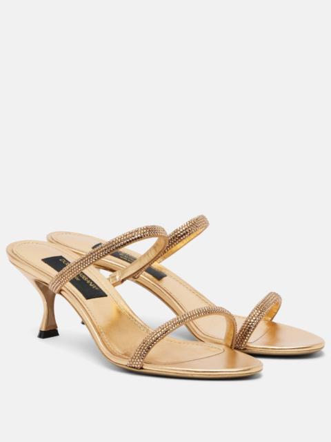 Crystal-embellished satin mules