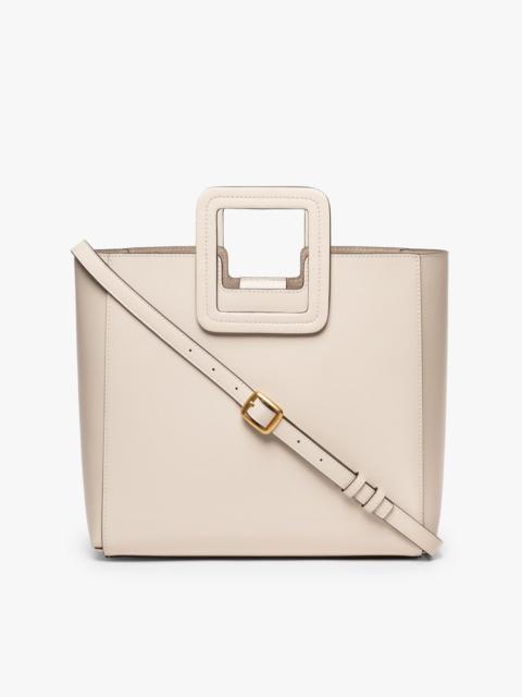 STAUD SHIRLEY LEATHER TOTE BAG | CREAM