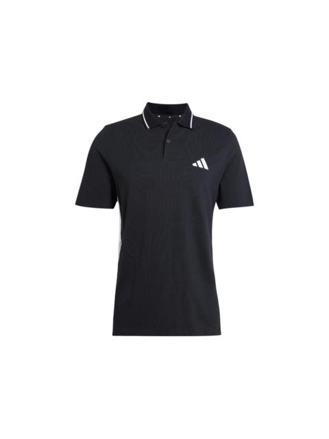 adidas Essentials 3-Stripes Pique Polo Shirt Black/White