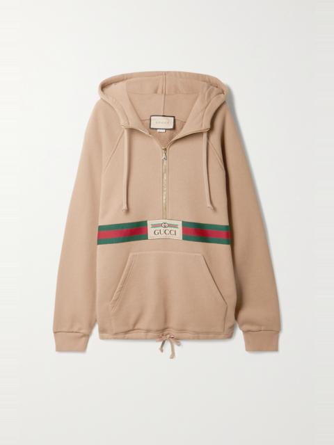 + NET SUSTAIN appliquéd webbing-trimmed organic cotton-jersey hoodie