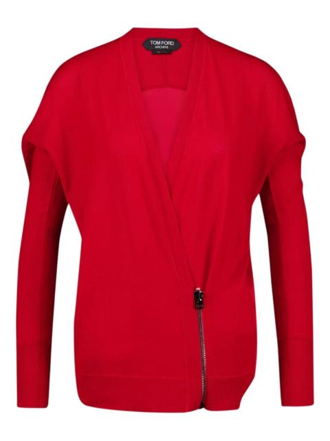 wrap zip-fastening cardigan