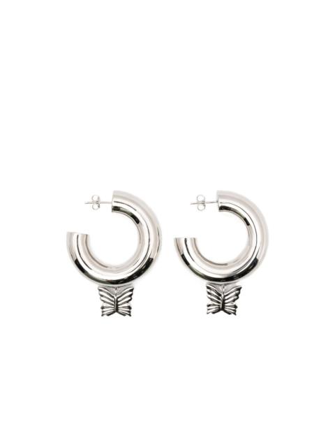 butterfly charm hoop earrings