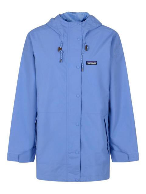 hooded button-fastening jacket