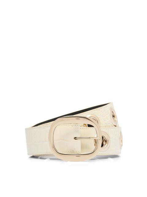 SHINY STAMPED CROCODILE LEATHER URSULA BELT