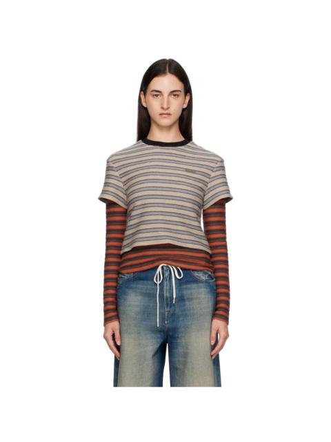 Beige & Orange Stripe LS T-shirt