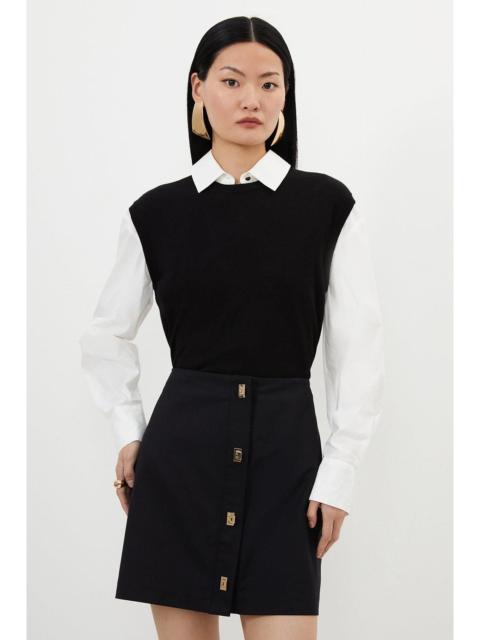 Techno Cotton Woven Skirt With Gold Clasp