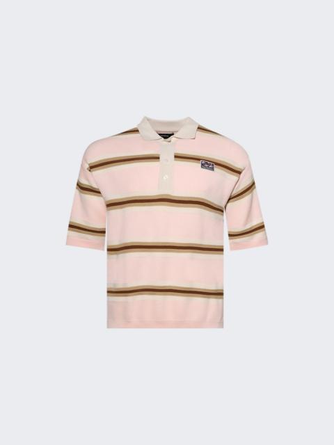 Knit Striped Polo Top Soft Pink Stripe Knitwear