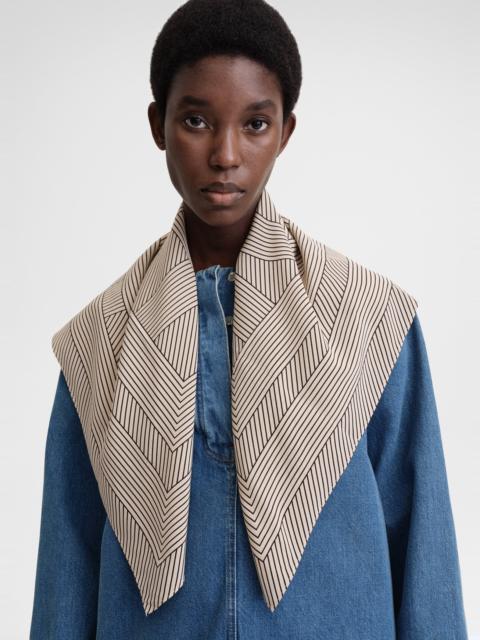 Striped monogram silk scarf creme