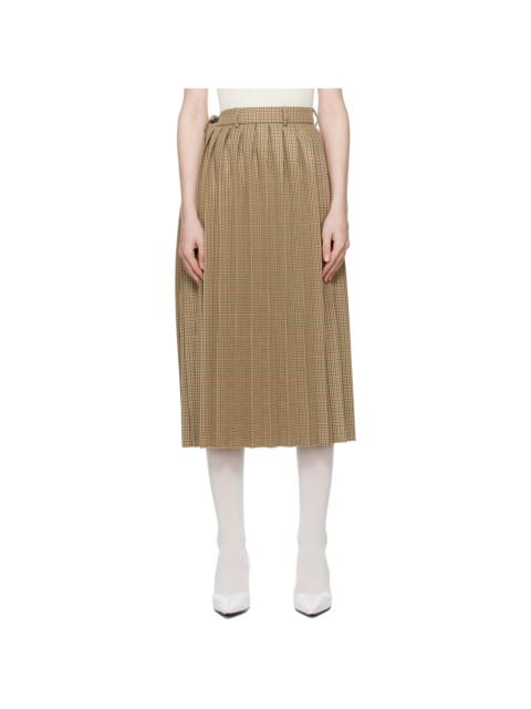 Beige Pleated Midi Skirt