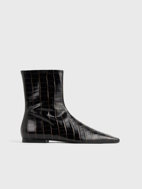 Zipped croco-embossed chelsea boots dark brown