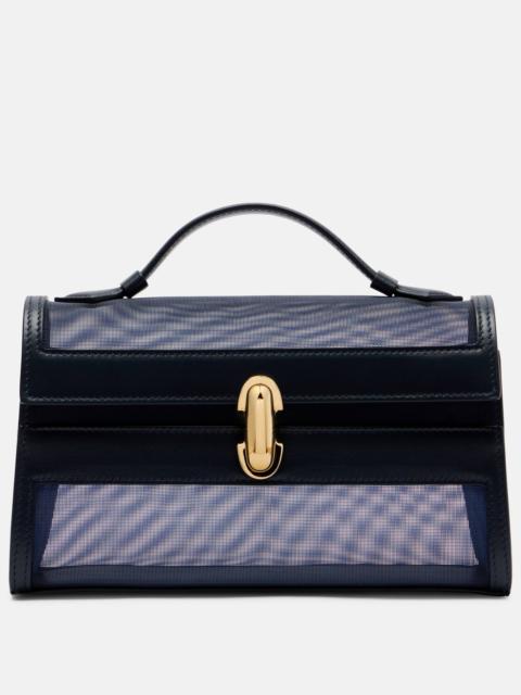 Symmetry leather-trimmed mesh tote bag