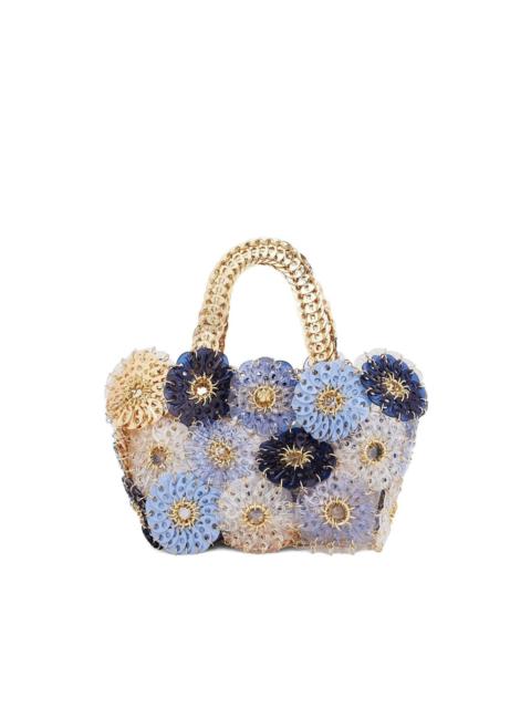 flower-embellished chain-strap tote bag