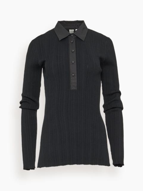 Half-Placket Knit Shirt in Black