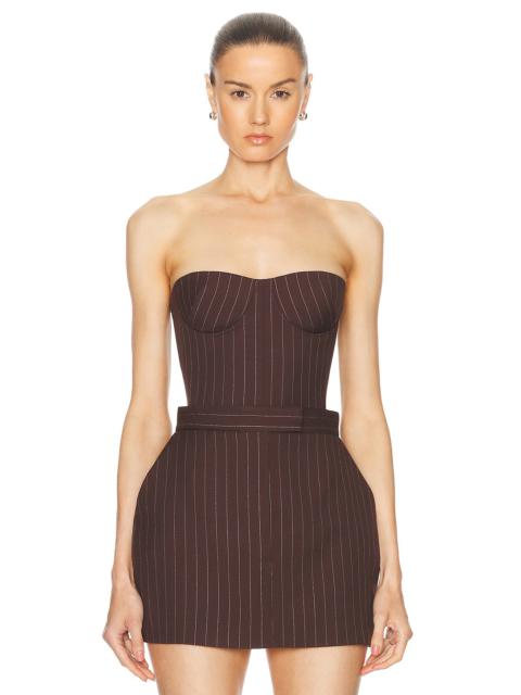 Lurex Pinstripe Strapless Crop Top