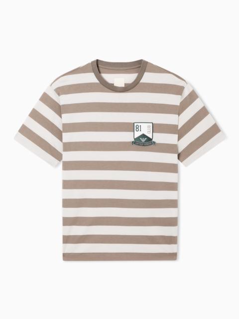 EAGLE CLUB STRIPED JERSEY T-SHIRT WITH PATCH