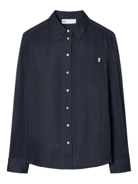 pinstripe button-up shirt