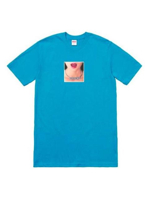 Supreme SS18 Necklace Tee Cyan Printing Short Sleeve Unisex Lake Blue SUP-SS18-533